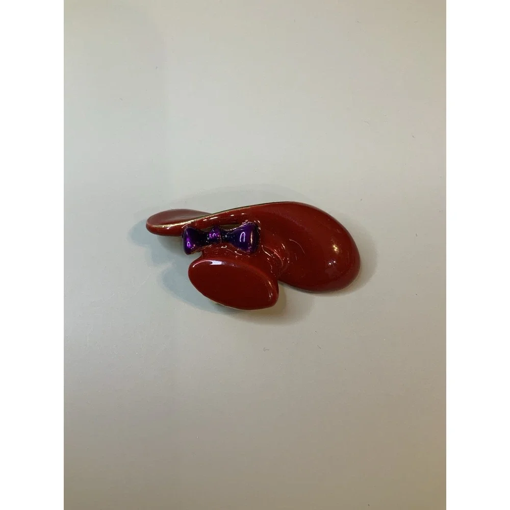 Red Hat Society Enamel Purple Bow Brooch Pin